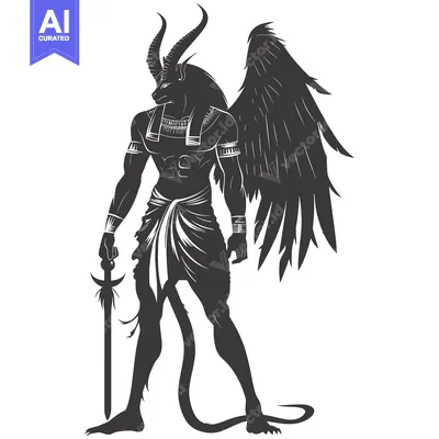 Aset premium populer: Anthropomorphic Figure with Wings and a Tail, Holding a Sword