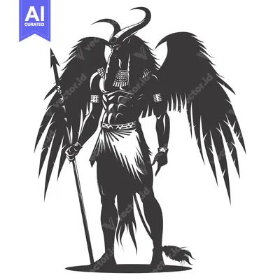 Aset premium populer: Silhouette of a Winged Warrior with a Spear