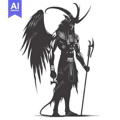 Silhouette of a Demon with Wings, Horns, and an Axe