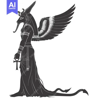 Premium design asset: Black and White Silhouette of Bastet, the Egyptian Goddess of Cats and