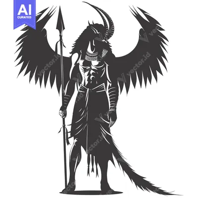 Popular premium asset: Silhouette of a Winged Warrior with Horns and a Spear