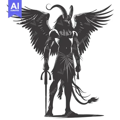 Anthropomorphic Egyptian Deity with Wings and a Sword