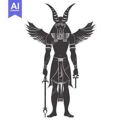 Black and white silhouette of the Egyptian god Horus