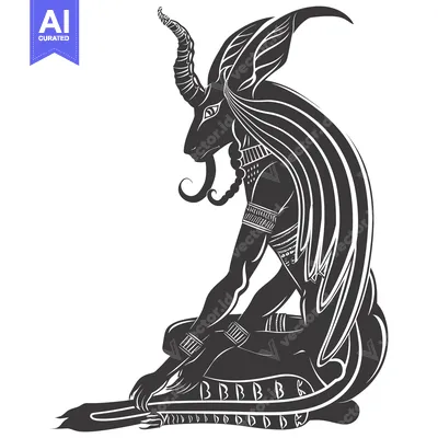 Black and White Illustration of the Egyptian God Bastet