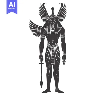 Black and White Silhouette of the Egyptian God Horus