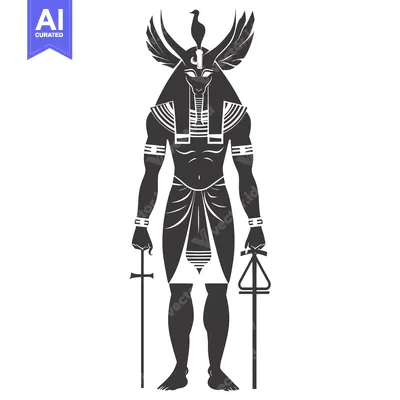 Black and White Illustration of the Egyptian God Horus