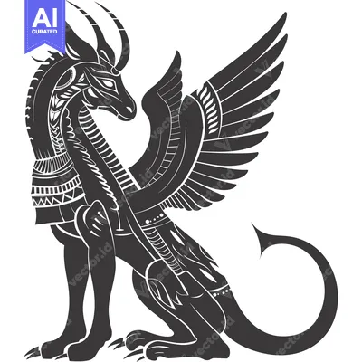 Aset premium populer: Ornate Black and White Winged Dragon with Curved Tail