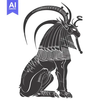 Aset desain premium: Stylized Black and White Illustration of the Egyptian God Anubis