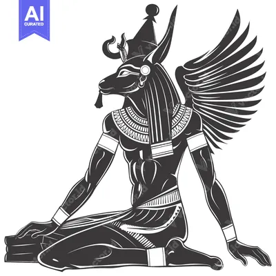 Black and White Illustration of the Egyptian God Anubis