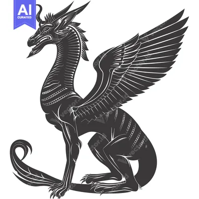 Premium design asset: Winged Dragon with Detailed Scaled Body and Curved Tail