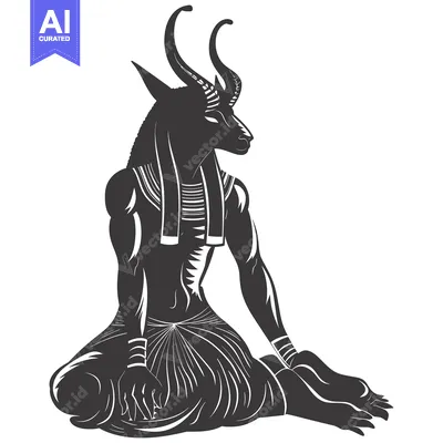 Anubis, the Egyptian God of the Dead, Sitting with Crossed Legs
