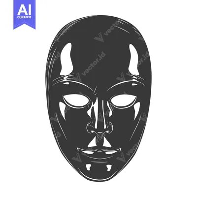 Hand-Drawn Sketch of a Black and White Mask