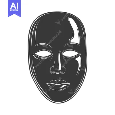 Black and White Facial Mask with Eye and Mouth Features