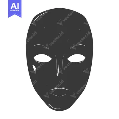 A Black and White Hand-Drawn Illustration of a Mask with Eyebrows, Eye