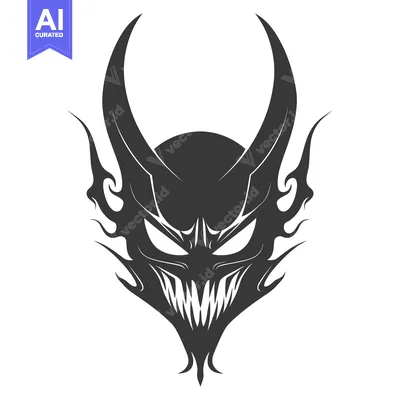 Aset desain premium: Stylized Illustration of a Demon's Head with Flames