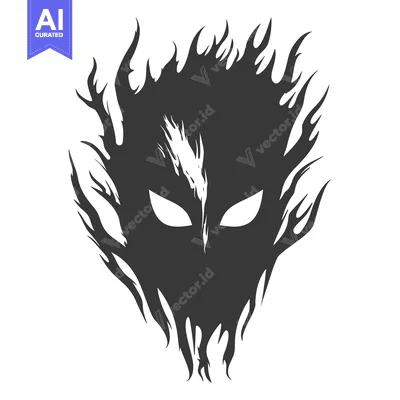 Aset desain premium: Black Silhouette of a Face Emerging from Flames