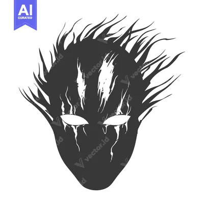 Aset premium populer: Black and White Abstract Mask with Sharp Spiky Hair