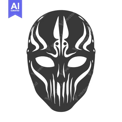 Aset premium populer: Black and White Stylized Mask with Tribal Design