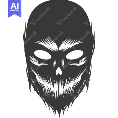 A Black and White Illustration of a Skull Face