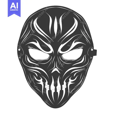 Aset desain premium: Black and White Mask with Intricate Tribal Design