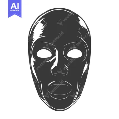 Premium design asset: A Simple Black and White Illustration of a Mask Covering a Person's Fa
