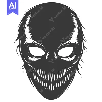 Popular premium asset: A Black and White Illustration of a Monstrous Face with Sharp Teeth