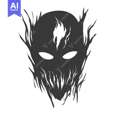 Aset premium populer: A silhouette of a face with dark, jagged lines around it