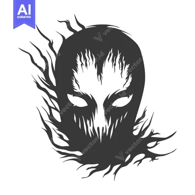 Aset desain premium: A Monochromatic Illustration of a Glowing, Fiery, and Ferocious Face