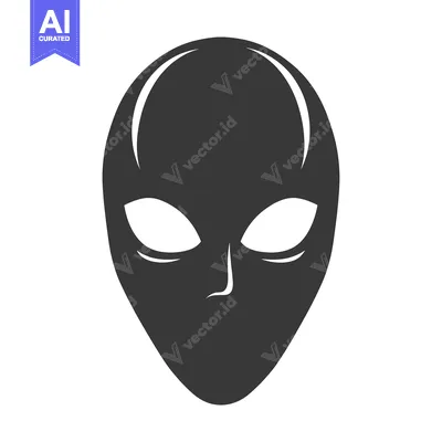 A Simple Black and White Alien Mask Icon