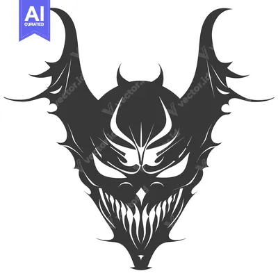 Premium design asset: Stylized Demon Mask with Horns and Wings