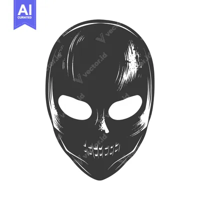 Hand-Drawn Sketch of a Monochromatic Alien Skull