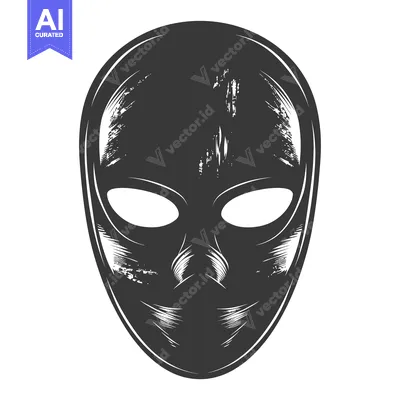 Black and White Grunge Style Mask with White Eyes