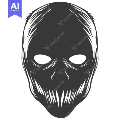 A monochrome illustration of a menacing, shadowy face with sharp teeth