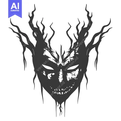 Aset premium populer: A Glowing, Twisted, Evil, Mask with Intricate Details