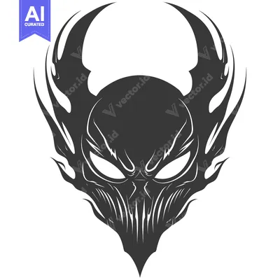 Aset premium populer: Stylized Skull with Flames and Horns