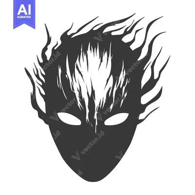 Premium design asset: Silhouette of a Faceless Figure with Flame-Like Hair