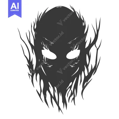 Popular premium asset: Abstract silhouette of a face with glowing eyes and jagged edges