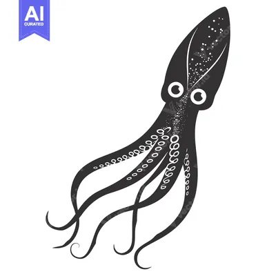 Aset premium populer: Black and White Silhouette of an Octopus with Eight Tentacles