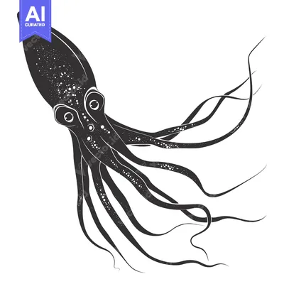 Popular premium asset: Black and White Silhouette of an Octopus with Tentacles