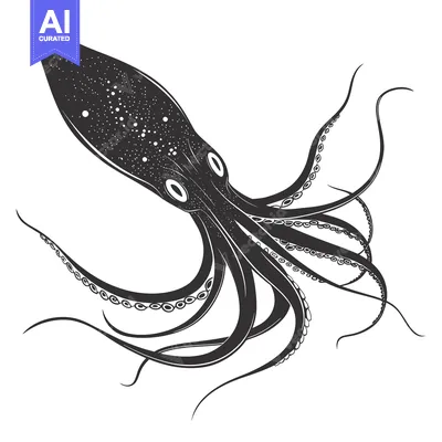 Popular premium asset: Black and White Illustration of an Octopus with Tentacles