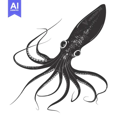 Aset premium populer: Black and White Illustration of an Octopus with Tentacles