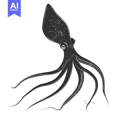 Aset premium populer: A Black and White Illustration of an Octopus with Tentacles Reaching U