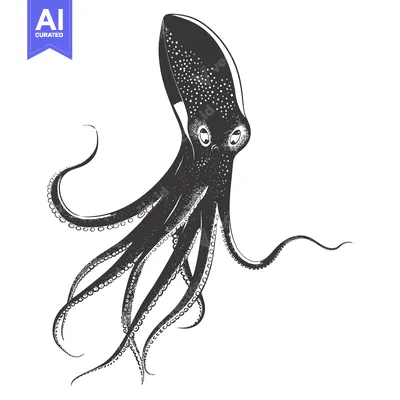 Popular premium asset: Black and White Illustration of an Octopus with Tentacles