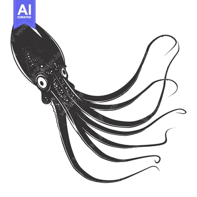 Aset premium populer: Black and White Illustration of an Octopus with Eight Tentacles