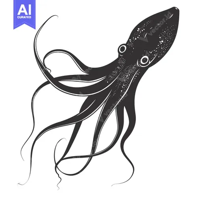 Aset premium populer: A Black and White Illustration of an Octopus with Eight Tentacles