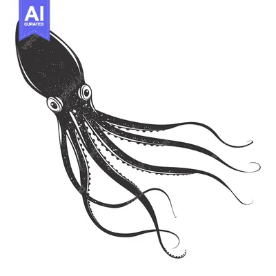 Popular premium asset: Black and White Stylized Illustration of an Octopus with Tentacles