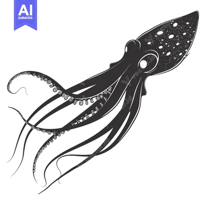 Aset premium populer: Black and White Illustration of an Octopus with Tentacles