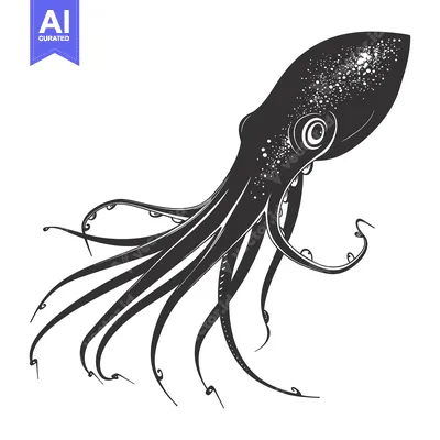 Popular premium asset: Black and White Illustration of an Octopus with Eight Tentacles