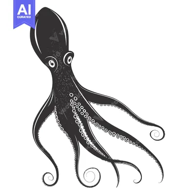 Aset premium populer: Black and White Illustration of an Octopus with Tentacles