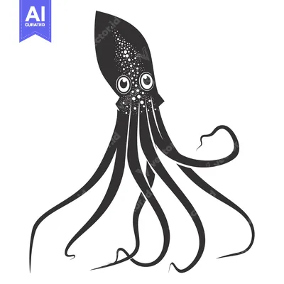 Black and White Stylized Illustration of an Octopus